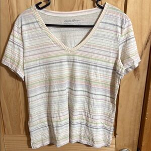 Eddie Bauer Women's Striped V-Neck Top - Multicolor